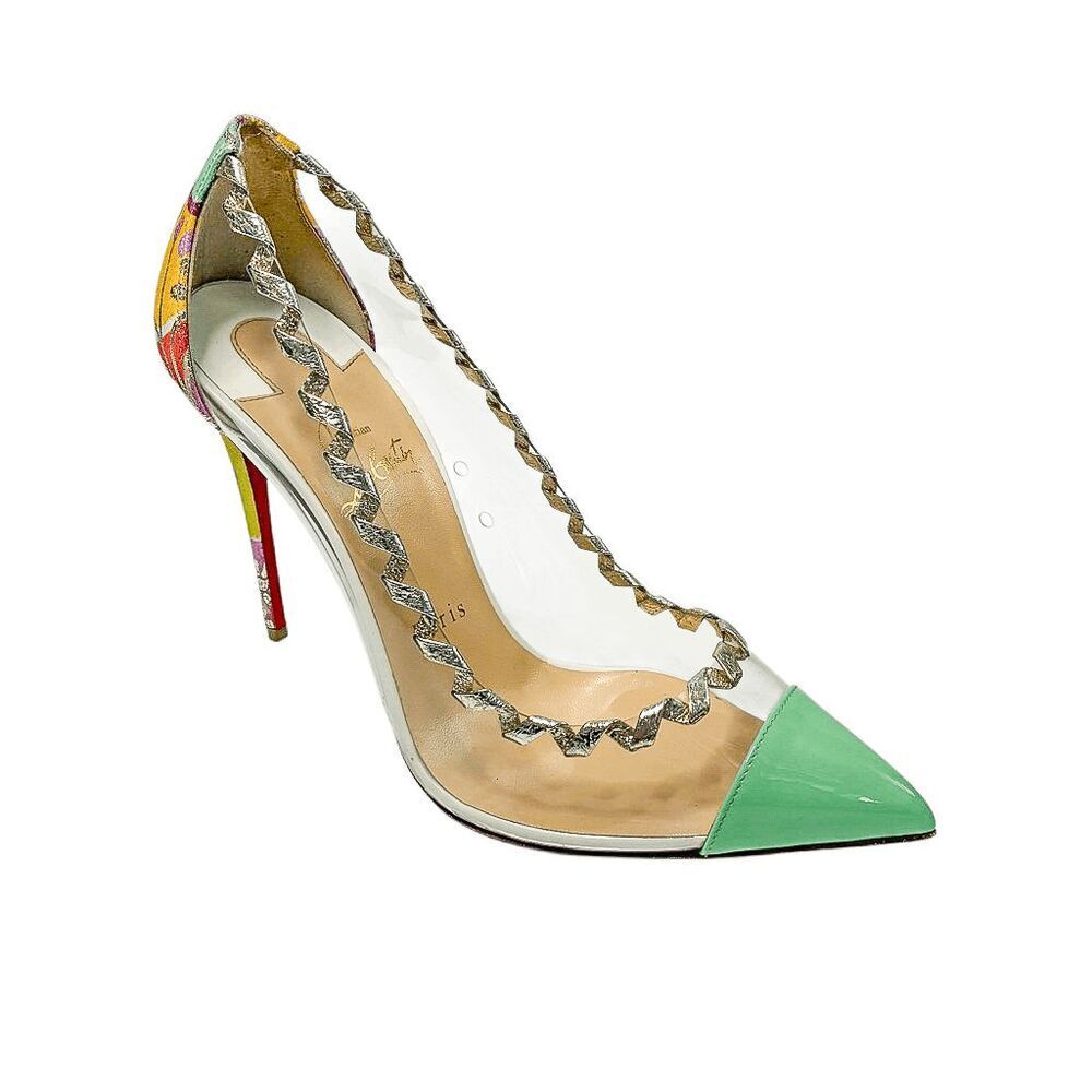 Christian Louboutin Lisabeth 100 Kyoto PVC Patent Pumps 39.5 Floral High Heels